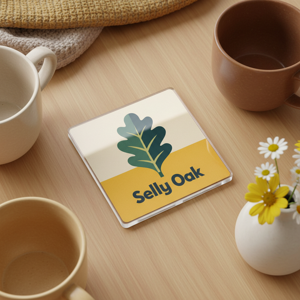 Selly Oak - Coaster - Mid-Century Retro - Leaf
