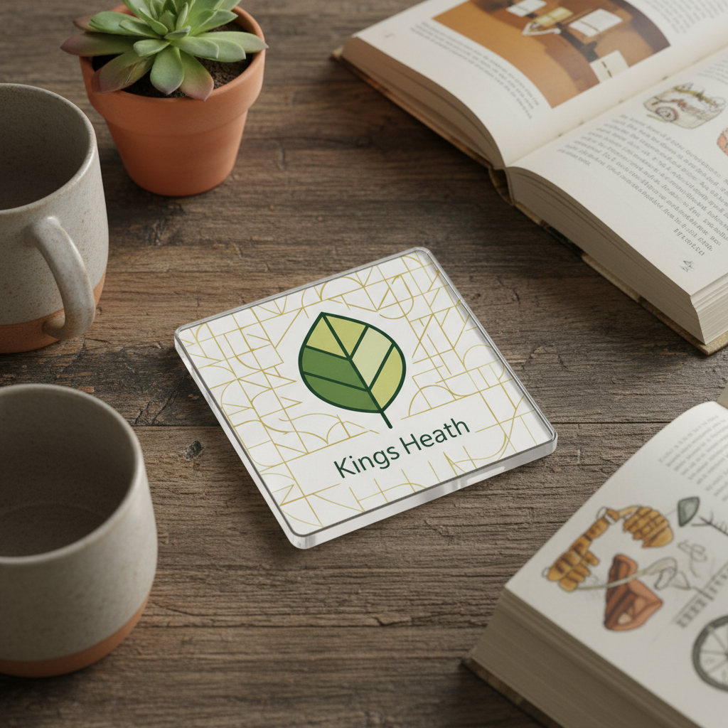 Kings Heath - Coaster - Geometric Lines - Leaf