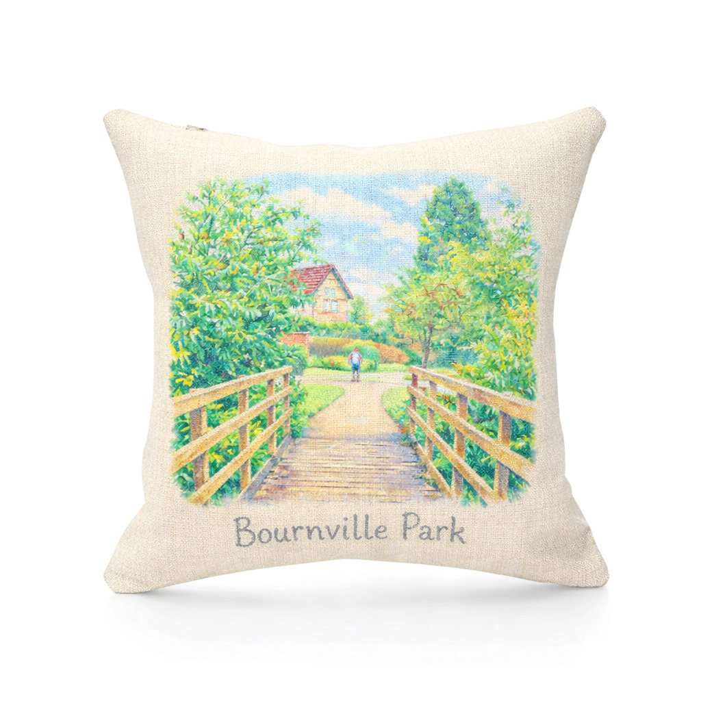 Bournville - Cushion - Artistic Illustration Design - Bournville Park