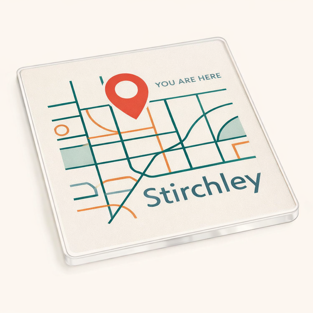 Stirchley - Coaster - Geometric Lines - Location Pin