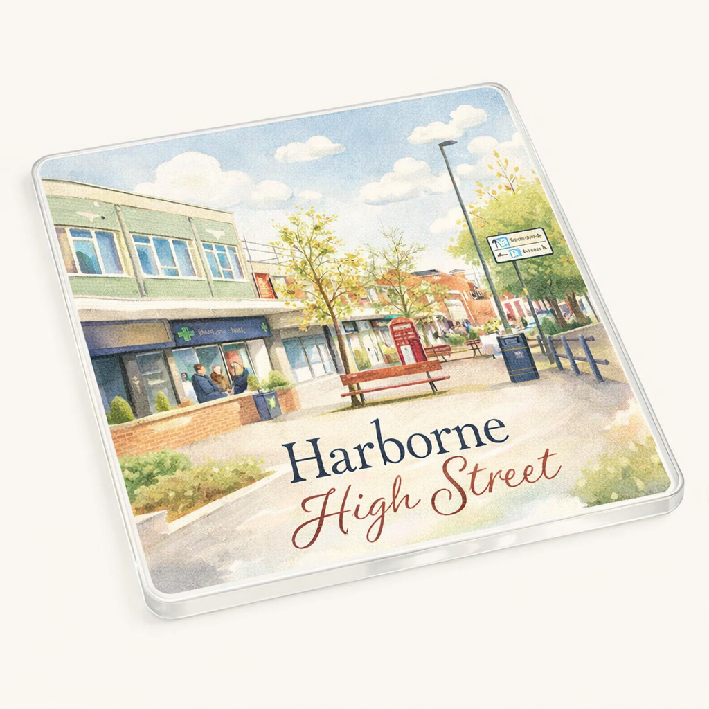 Harborne - Coaster - Soft Watercolours - Harborne High Street