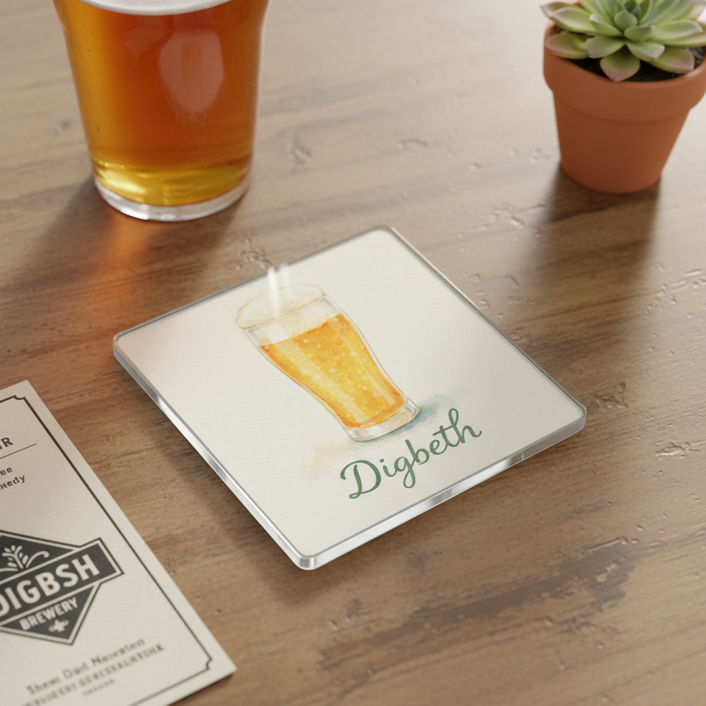 Digbeth - Coaster - Soft Watercolours - Beer Glass