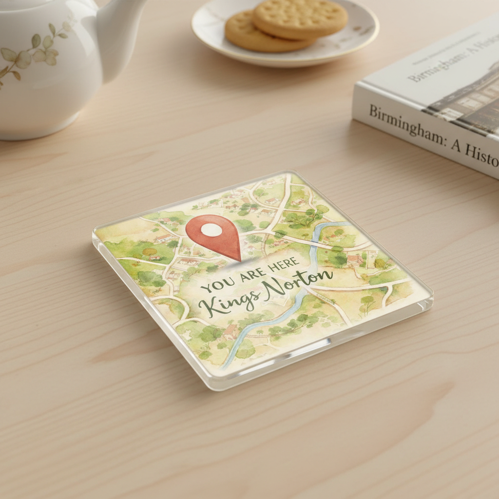 Kings Norton - Coaster - Soft Watercolours - Location Pin