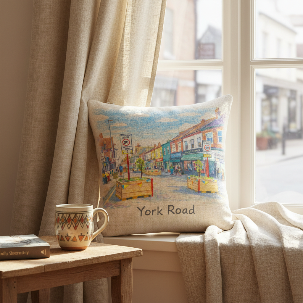 Kings Heath - Cushion - Artistic Illustration Design - York Road