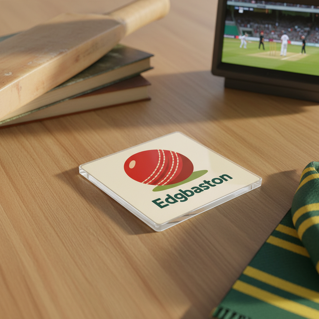 Edgbaston - Coaster - Mid-Century Retro - Cricket Ball