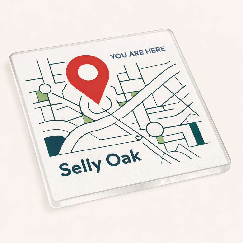 Selly Oak - Coaster - Geometric Lines - Location Pin