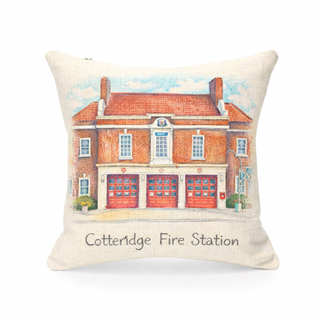 Cotteridge - Cushion - Artistic Illustration Design - Fire Station