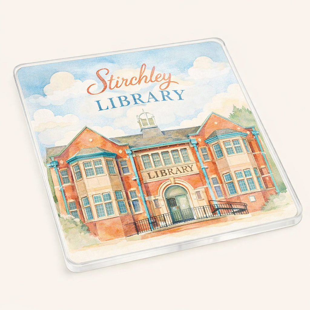 Stirchley - Coaster - Soft Watercolours - Stirchley library