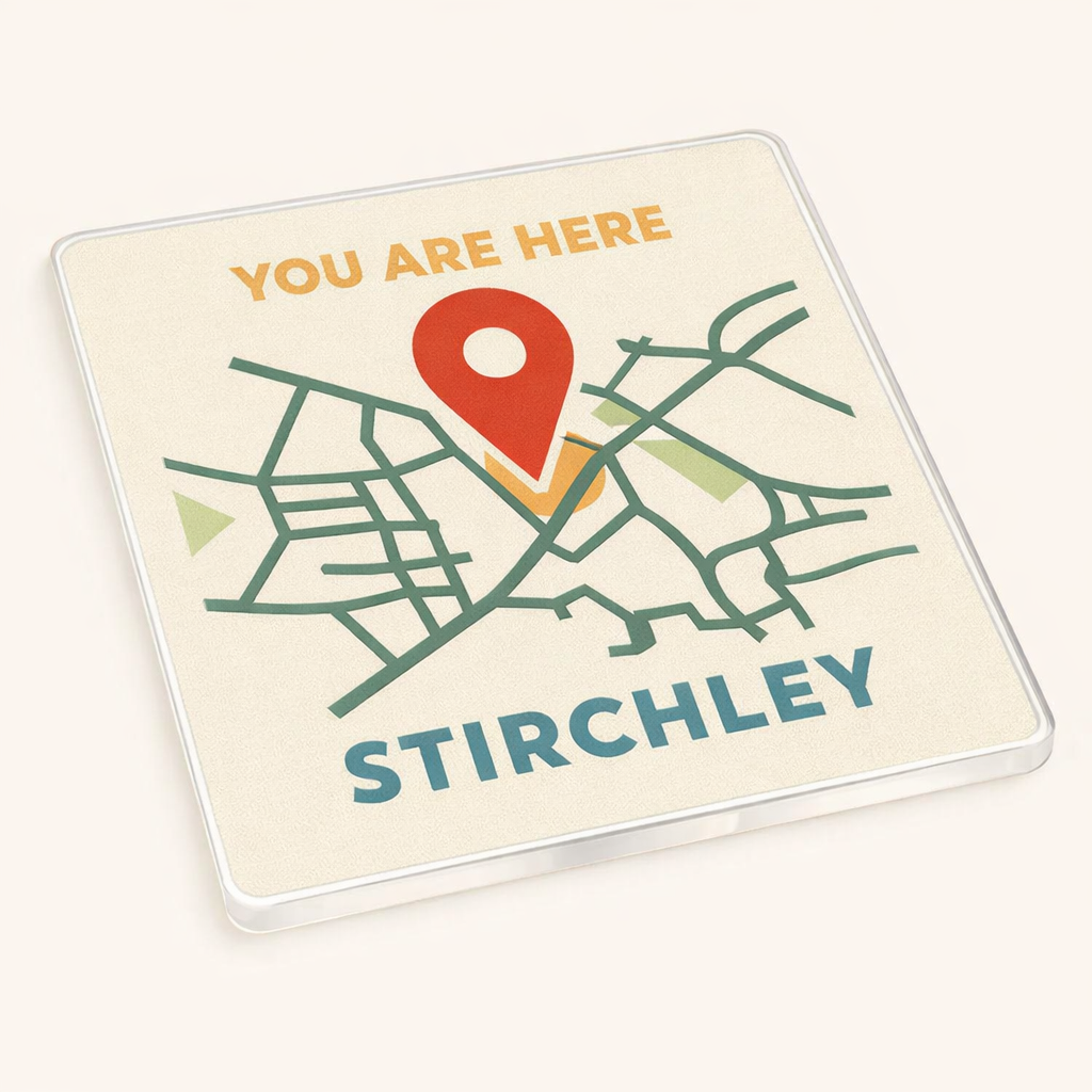 Stirchley - Coaster - Mid-Century Retro - Location Pin