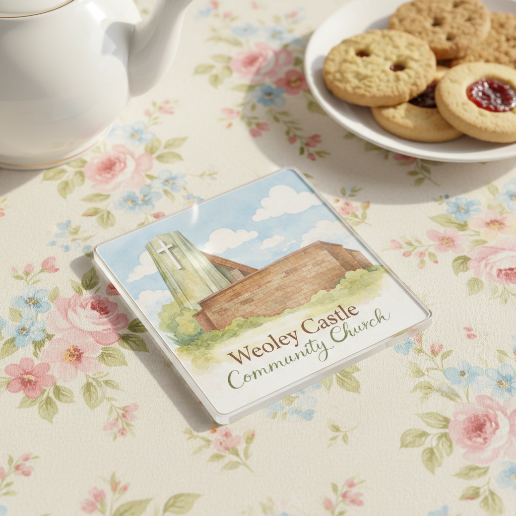 Weoley Castle - Coaster - Soft Watercolours - Weoley Castle Community Church