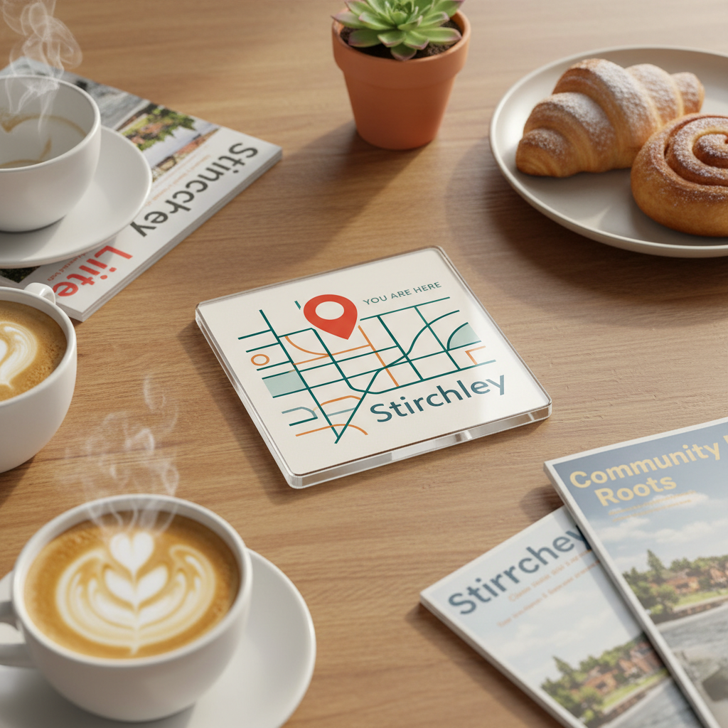 Stirchley - Coaster - Geometric Lines - Location Pin
