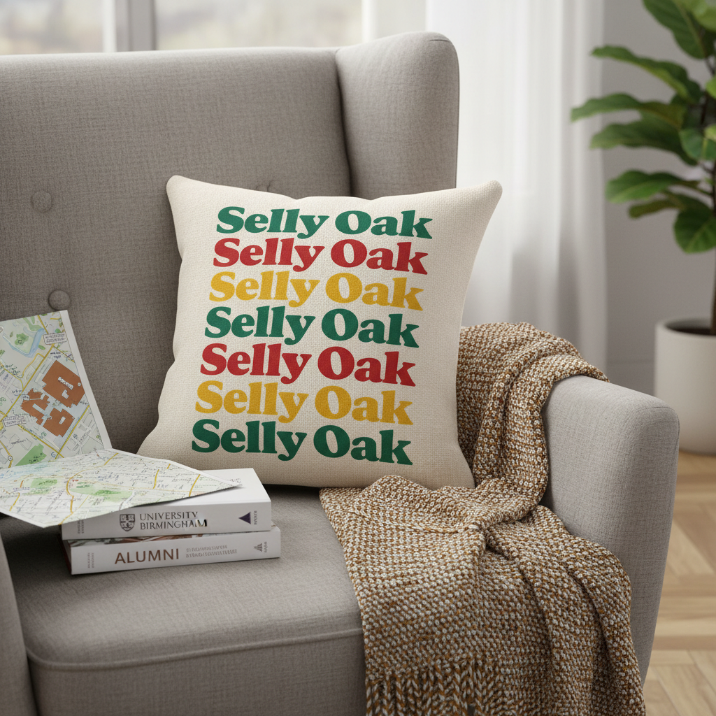 Selly Oak - Cushion - Retro Typography Design