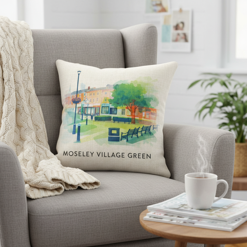Moseley - Cushion - Vibrant Geometry Design - Moseley Village Green