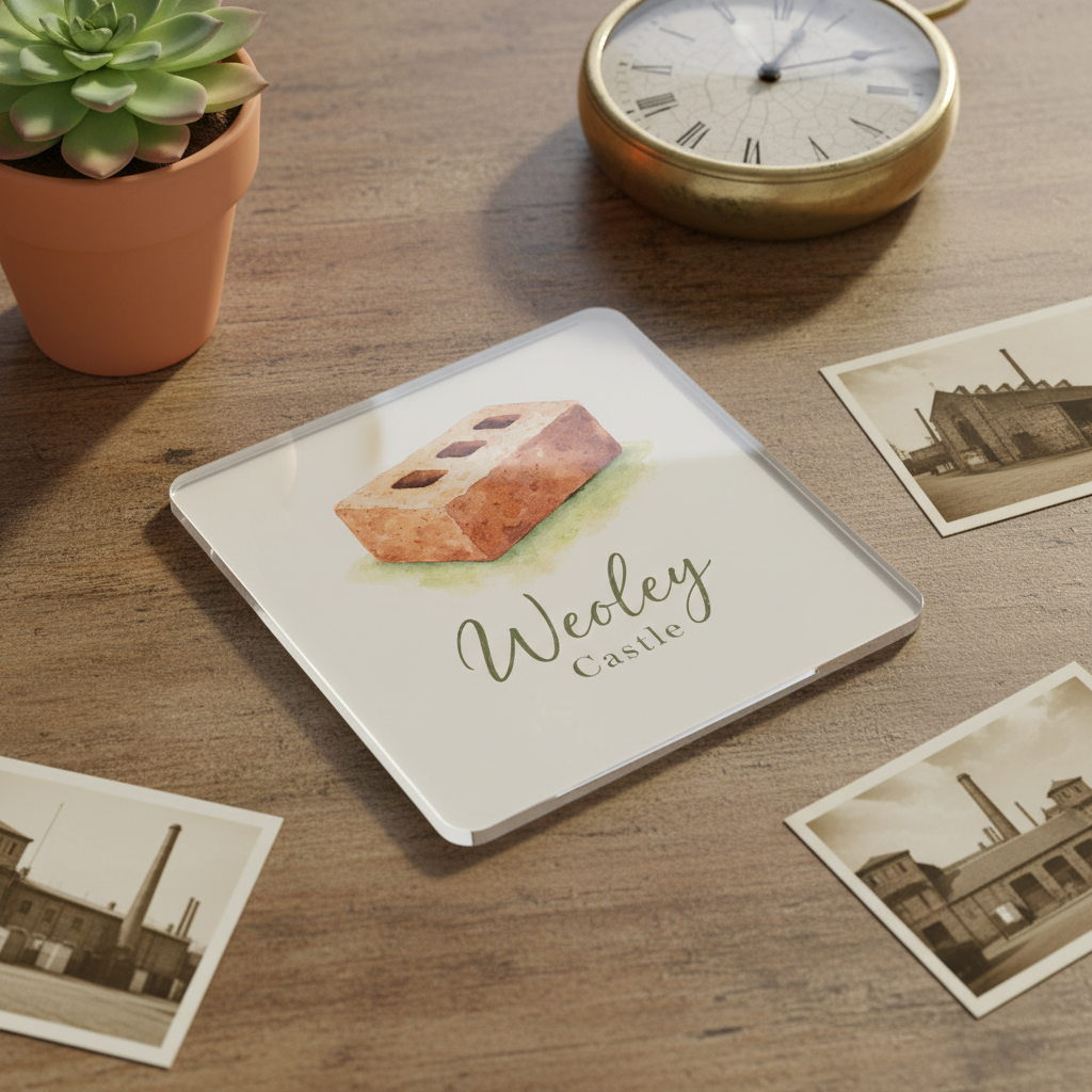Weoley Castle - Coaster - Soft Watercolours - Brick