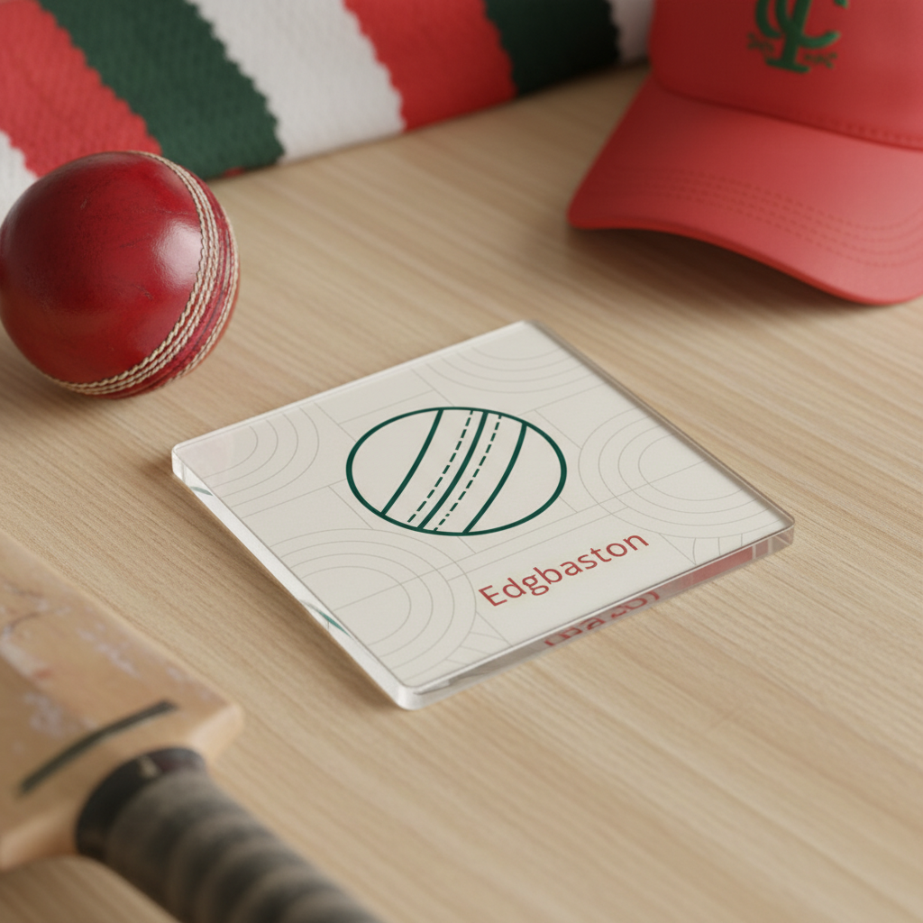 Edgbaston - Coaster - Geometric Lines - Cricket Ball