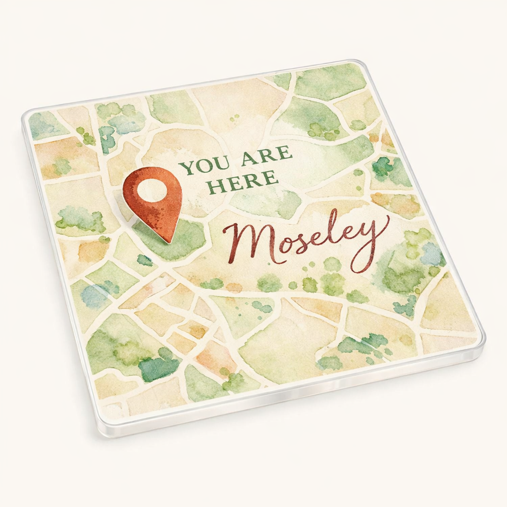 Moseley - Coaster - Soft Watercolours - Location Pin