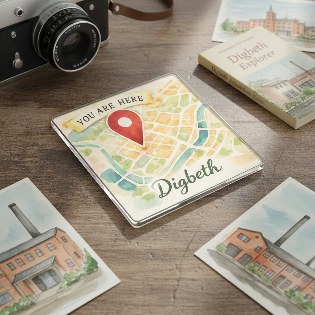 Digbeth - Coaster - Soft Watercolours - Location Pin