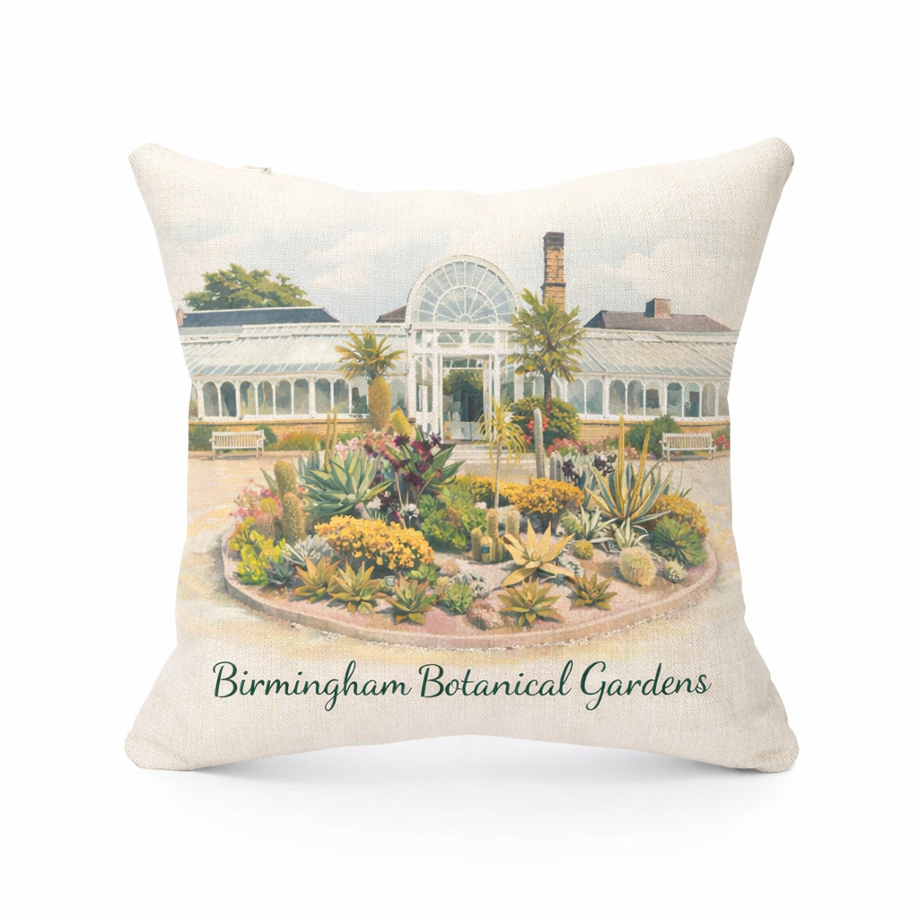 Edgbaston - Cushion - Stylised Painting Design - Birmingham Botanical Gardens
