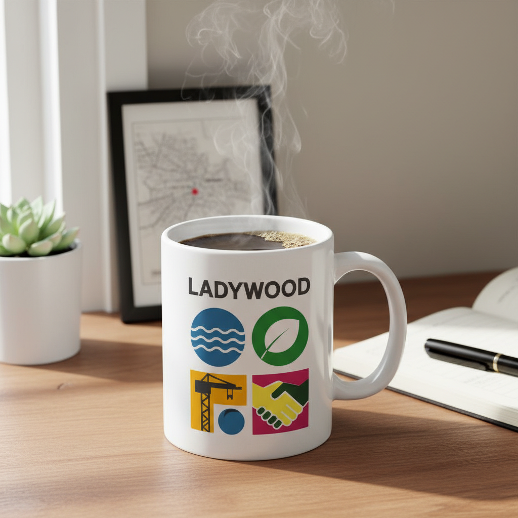 Ladywood - Mug - Geometric Grid Design
