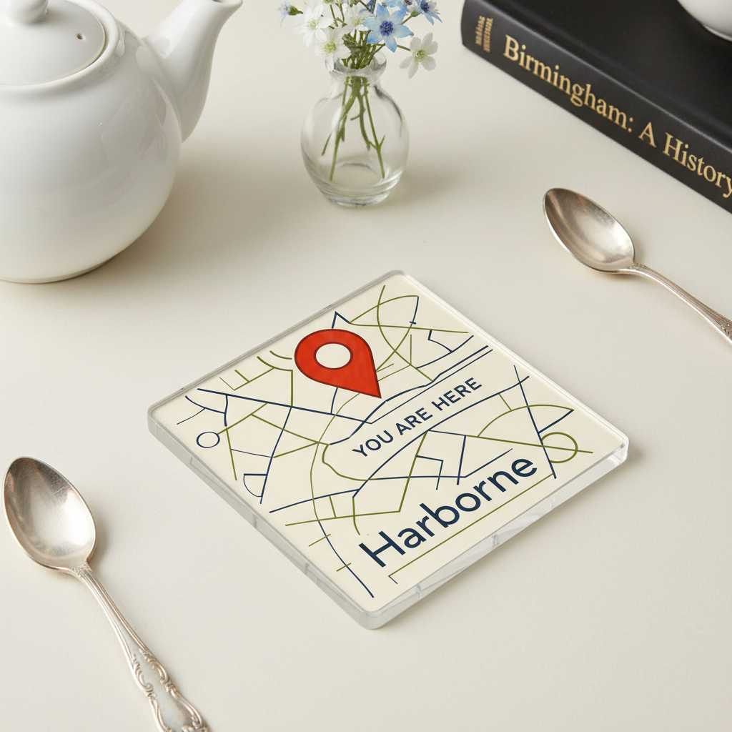 Harborne - Coaster - Geometric Lines - Location Pin