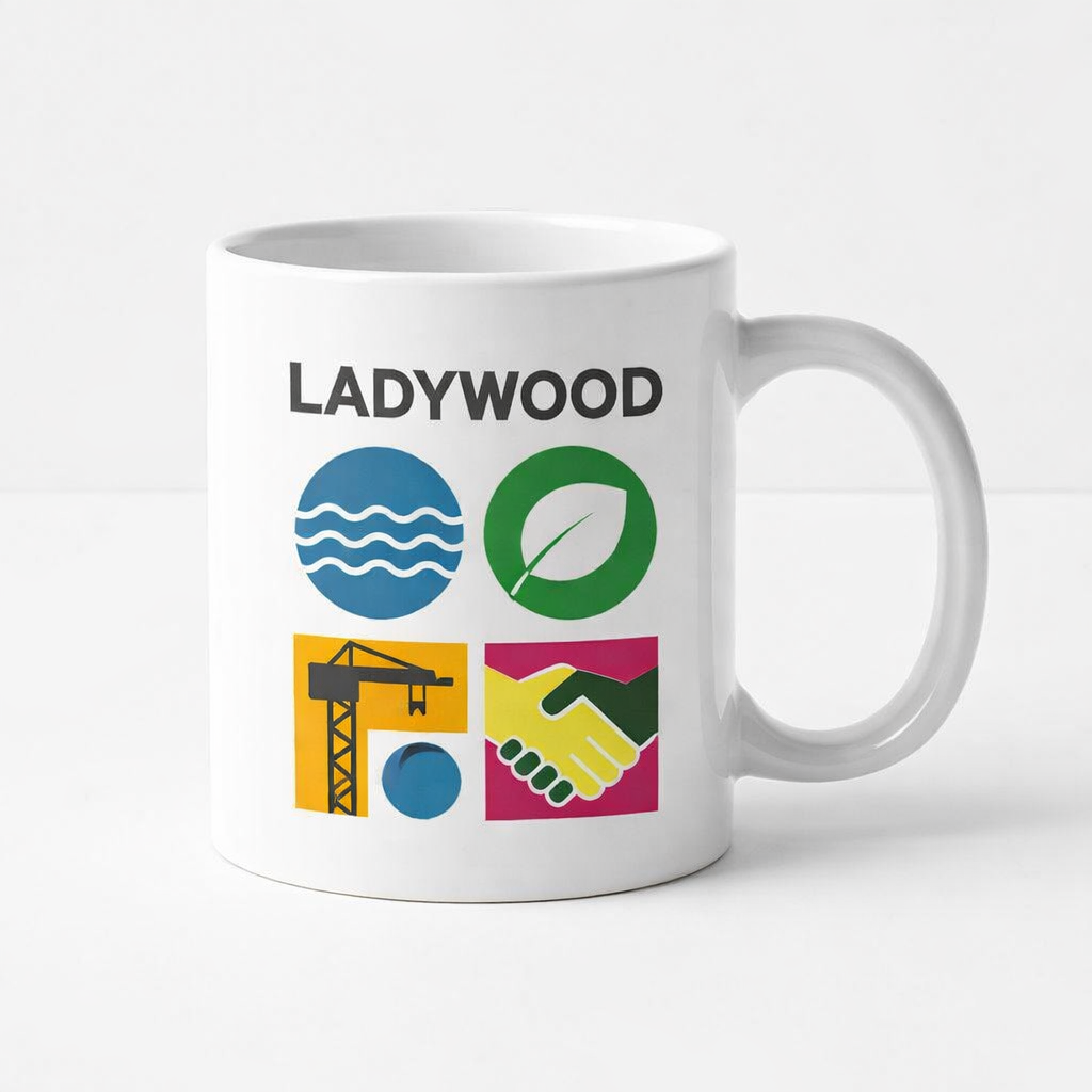 Ladywood - Mug - Geometric Grid Design