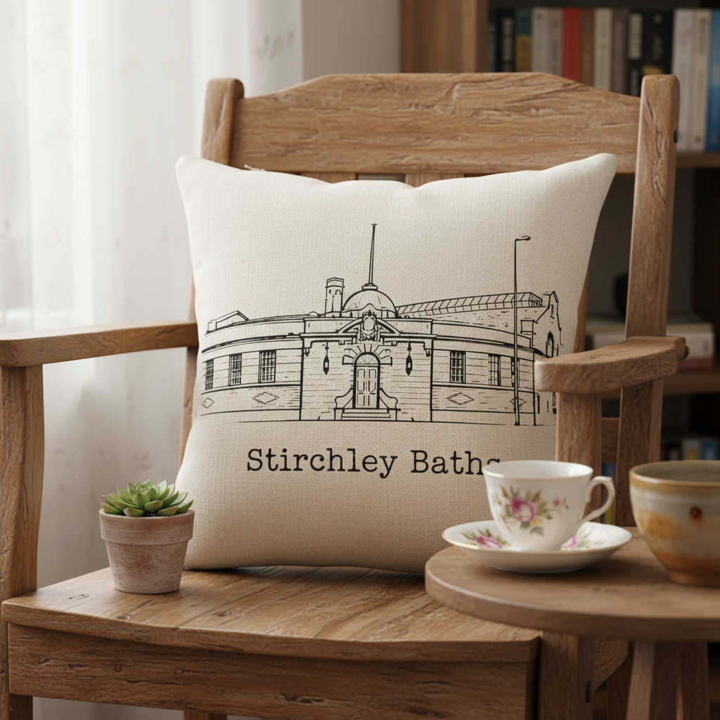 Stirchley - Cushion - Minimal Lines Design - Stirchley Baths