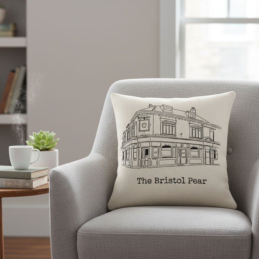Selly Oak - Cushion - Minimal Lines Design - The Bristol Pear