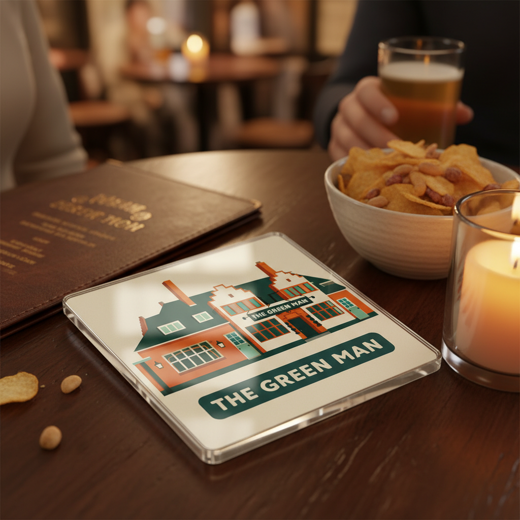 Harborne - Coaster - Mid-Century Retro - The Green Man Pub