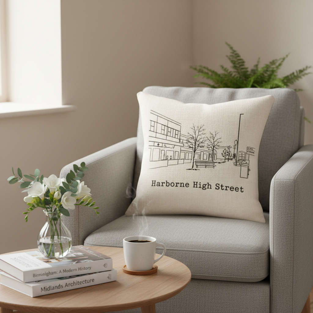 Harborne - Cushion - Minimal Lines Design - Harborne High Street