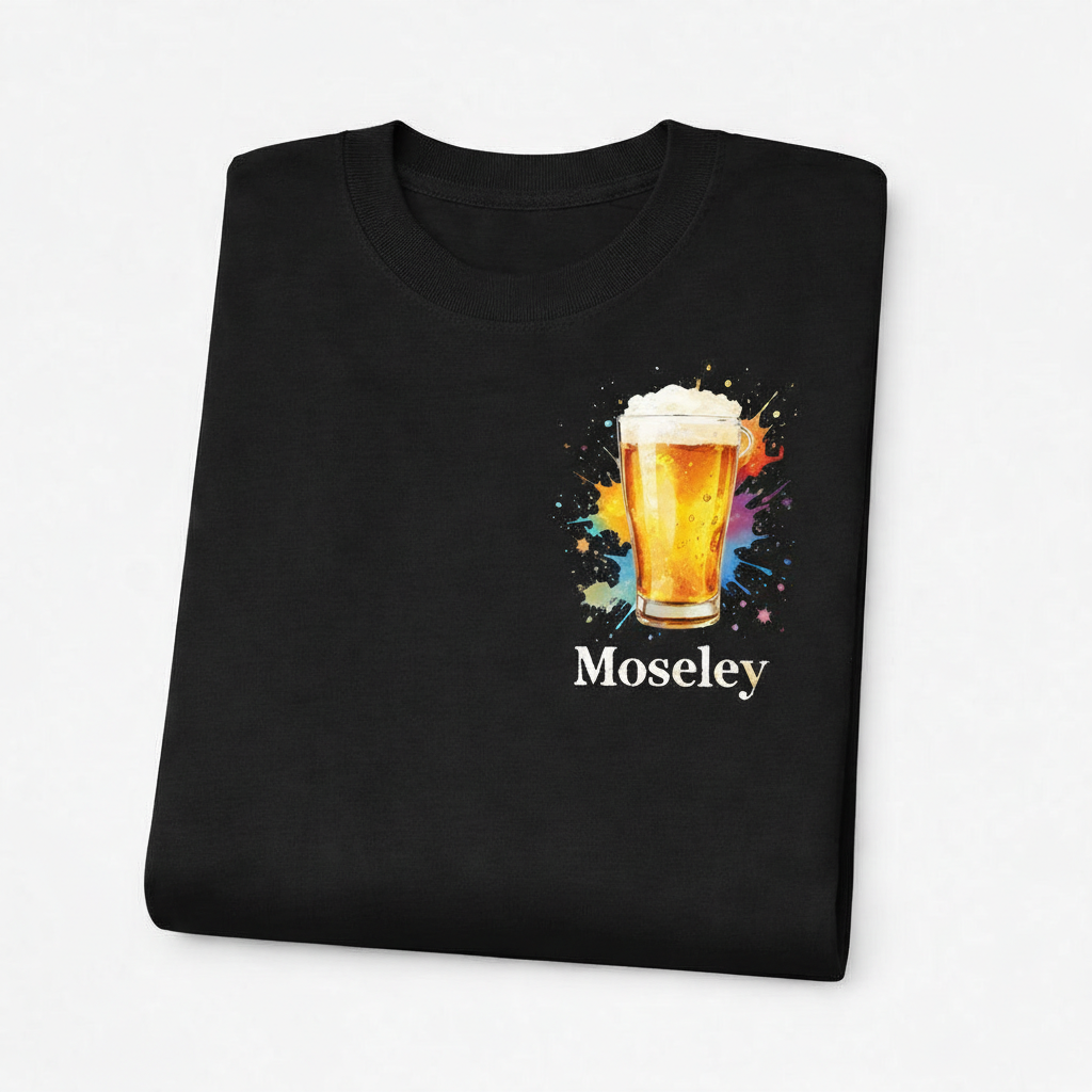 Moseley - T-Shirt - Colour Splash Design - Beer Glass