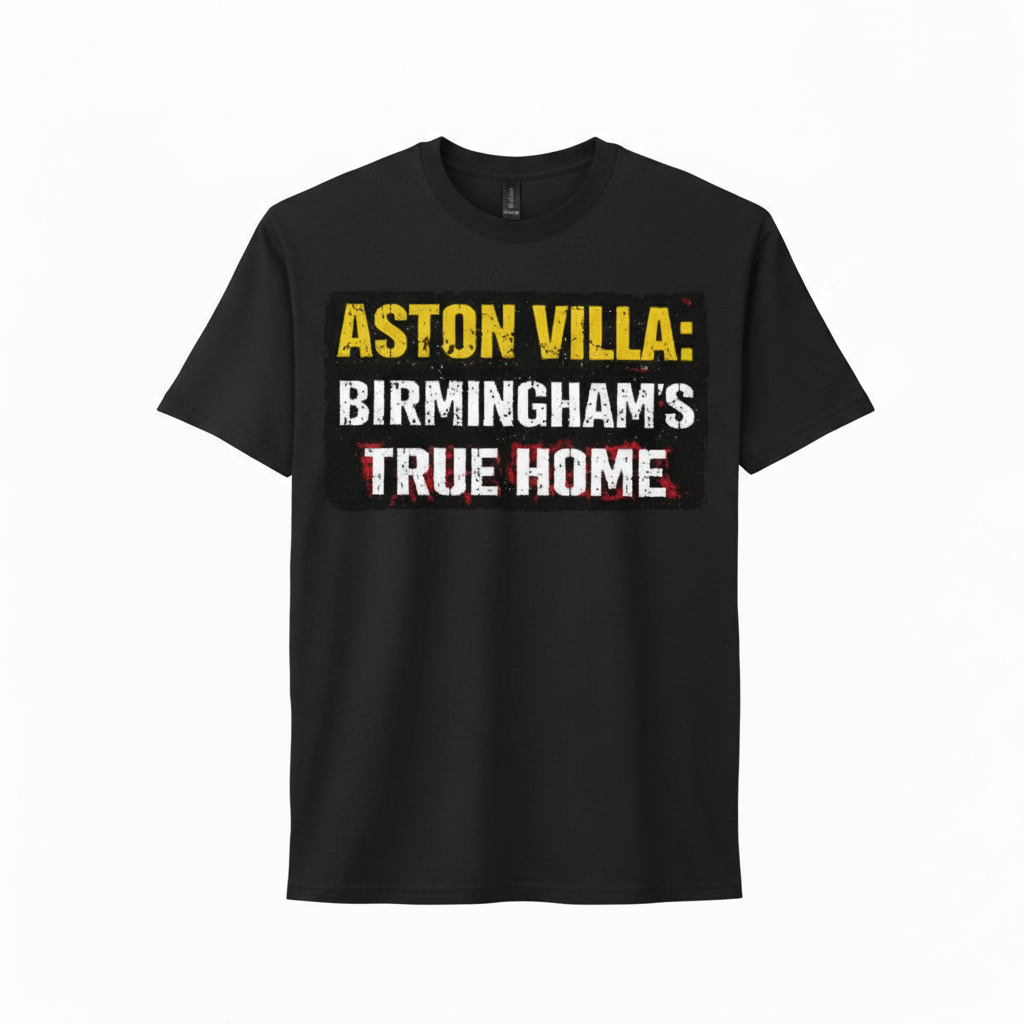 Vintage Cotton T-Shirt Gift for Aston Villa Supporters - Home Turf Design with Distressed Lettering