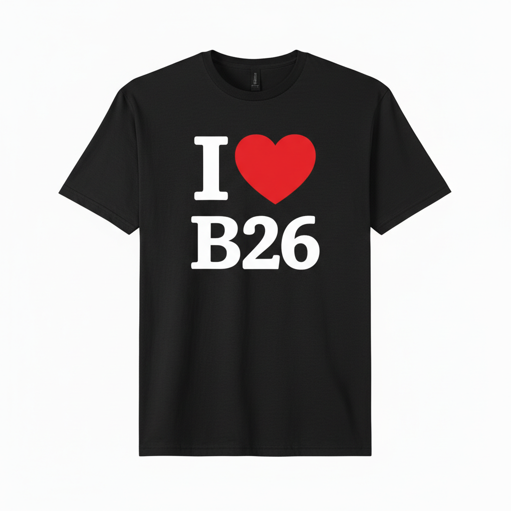 B26 - T-Shirt - I Heart B26 Design - Sheldon | Yardley | Gilbertstone | Lyndon Green | Elmdon
