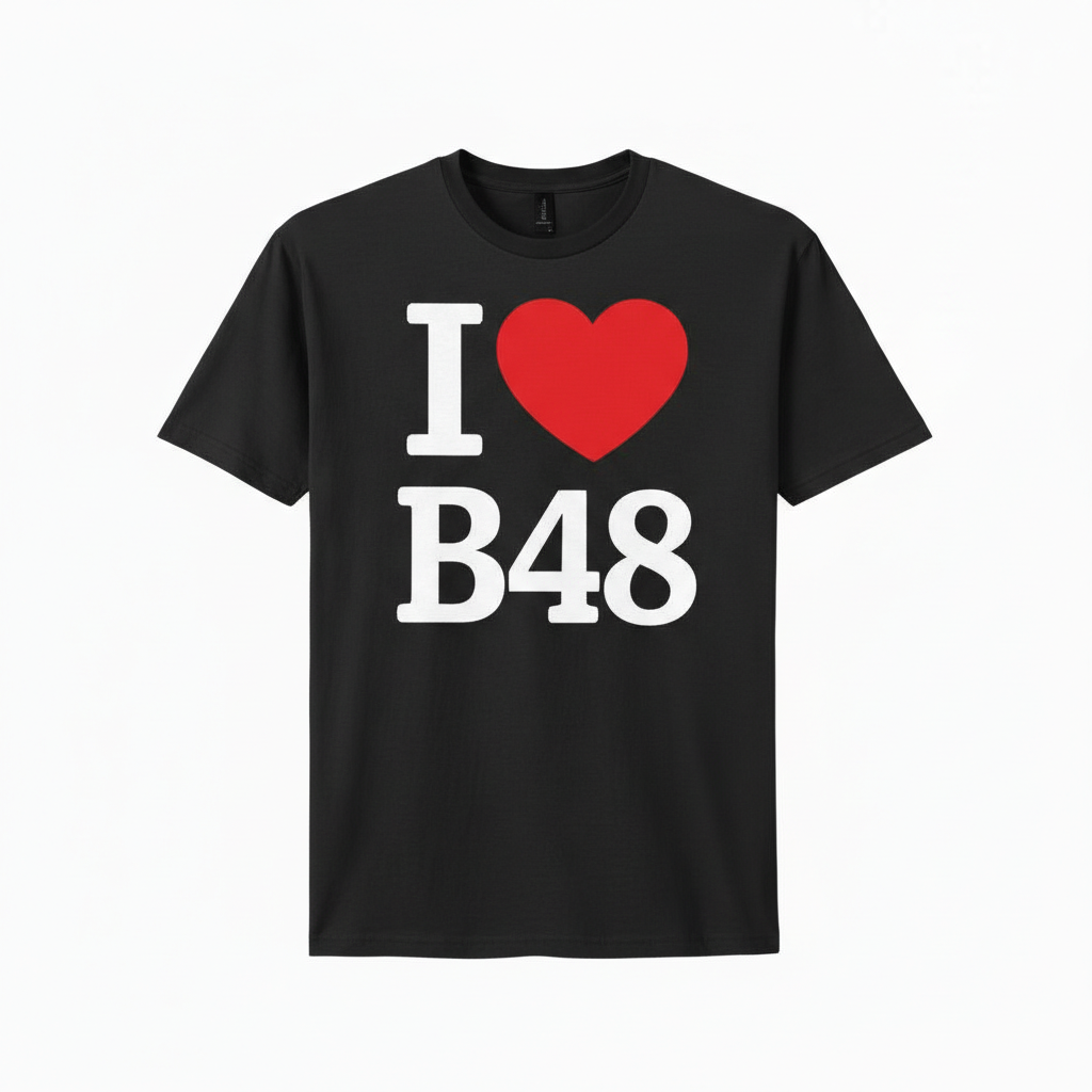 B48 - T-Shirt - I Heart B48 Design - Alvechurch | Cobley Hill | Rowney Green | Portway | Weatheroak Hill | Lea End | Arrowfield Top | Barnt Green