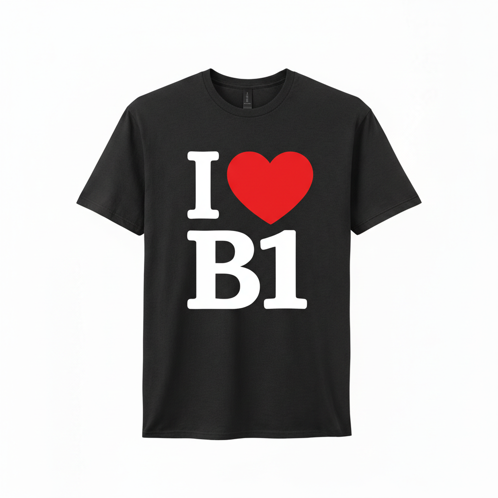 B1 - T-Shirt - I Heart B1 Design - Birmingham City Centre | Broad Street | Westside | Jewellery Quarter
