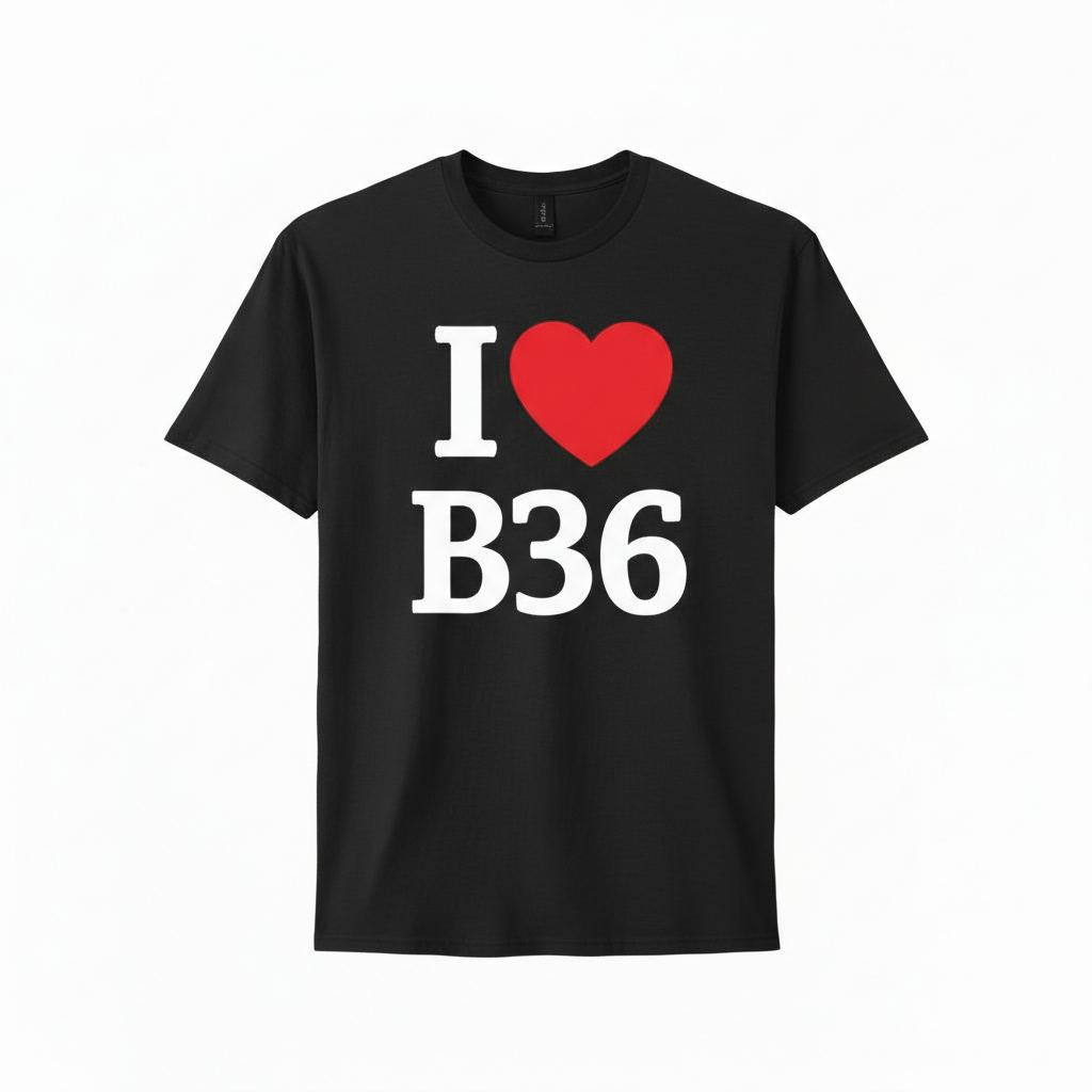 B36 - T-Shirt - I Heart B36 Design - Castle Bromwich | Smith's Wood | Bromford | Hodge Hill | Washwood Heath