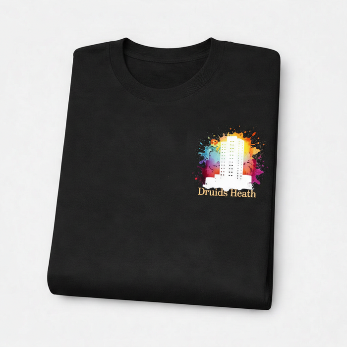 Druids Heath - T-Shirt - Colour Splash Design - Tower Block