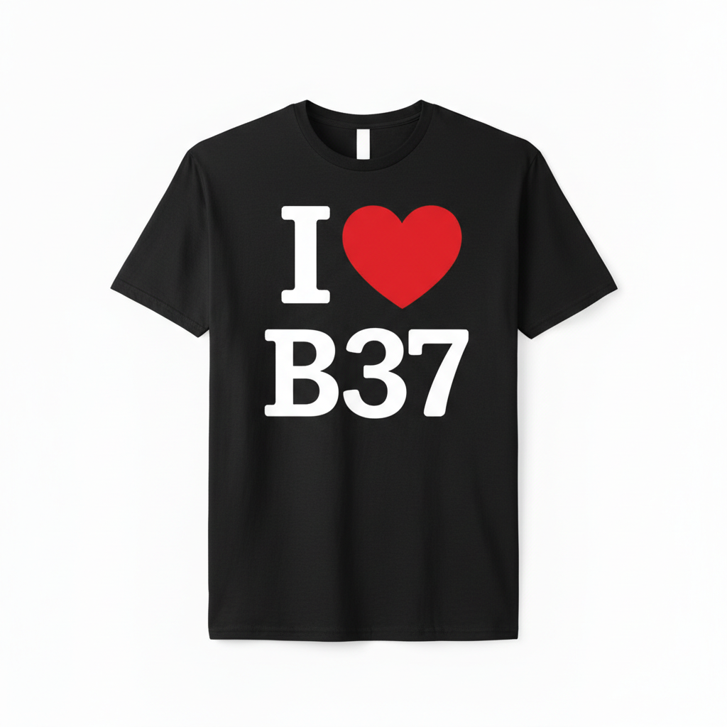 B37 - T-Shirt - I Heart B37 Design - Chelmsley Wood | Marston Green | Kingshurst | Fordbridge