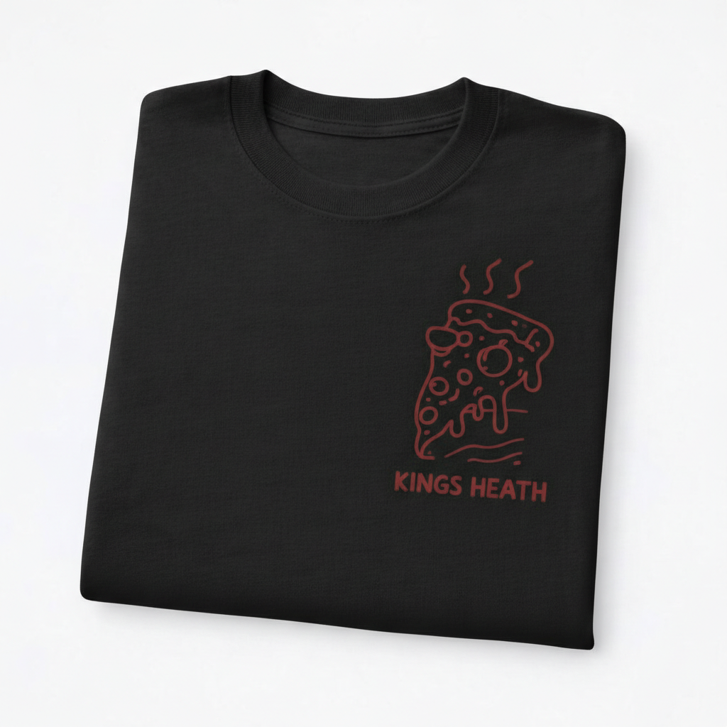 Kings Heath - T-Shirt - Minimal Line Icon Design - Pizza Slice
