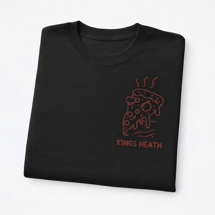 Kings Heath - T-Shirt - Minimal Line Icon Design - Pizza Slice