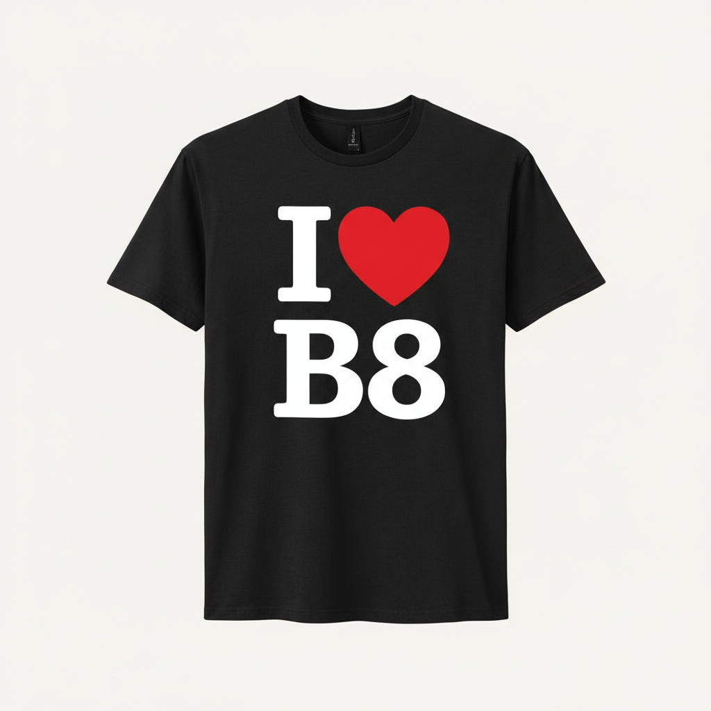 B8 - T-Shirt - I Heart B8 Design - Washwood Heath | Ward End | Saltley | Alum Rock | Pelham