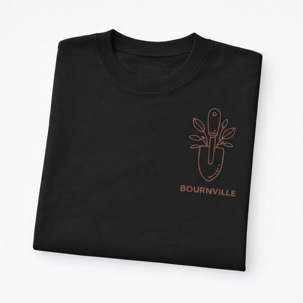 Bournville - T-Shirt - Minimal Line Icon Design - Garden Trowel