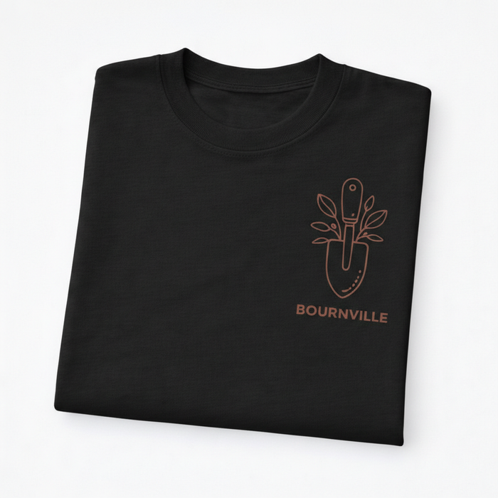 Bournville - T-Shirt - Minimal Line Icon Design - Garden Trowel