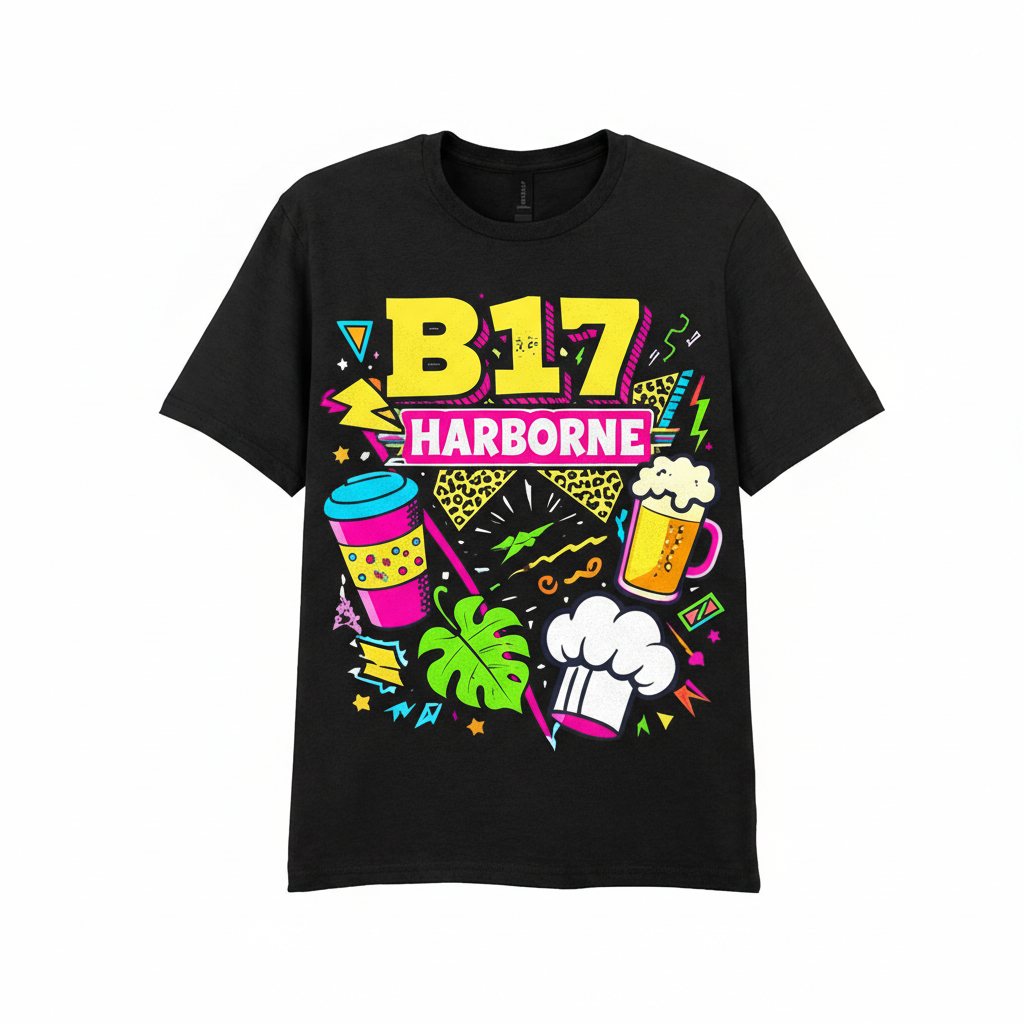 Harborne - T-Shirt - Playful Neon Vibe Design