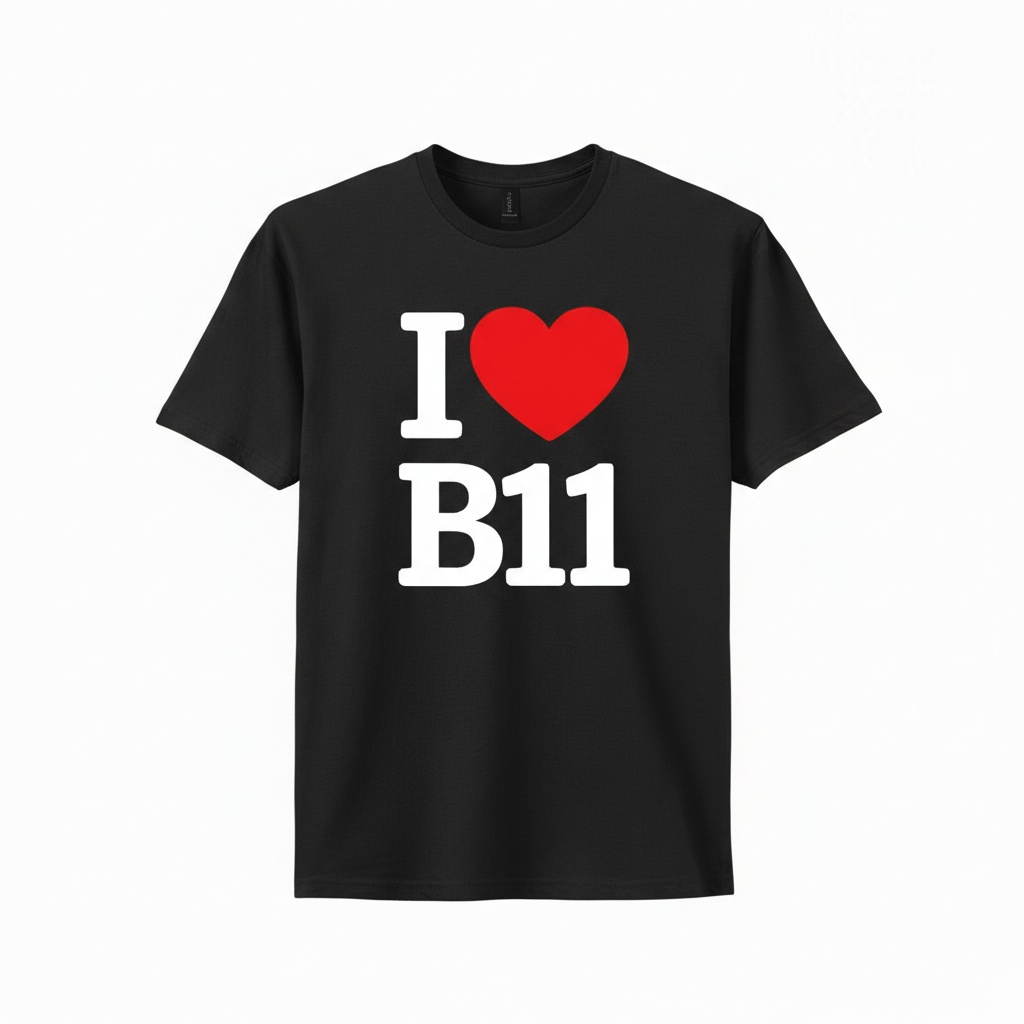B11 - T-Shirt - I Heart B11 Design - Sparkhill | Sparkbrook | Tyseley | Greet