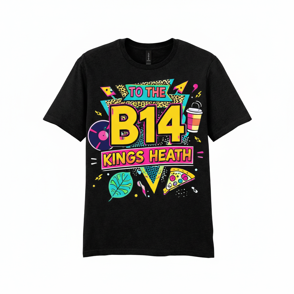 Kings Heath - T-Shirt - Playful Neon Vibe Design