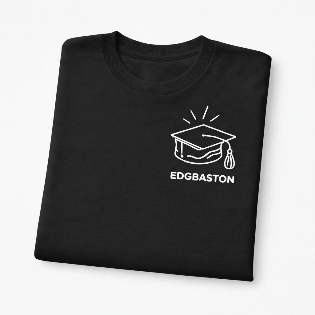 Edgbaston - T-Shirt - Minimal Line Icon Design - Graduation Hat