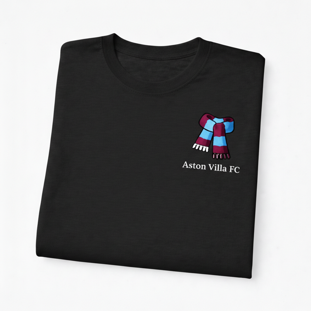 Scarlet Scarf Spirit T-Shirt - Premium Cotton Football Gift for Aston Villa Supporters