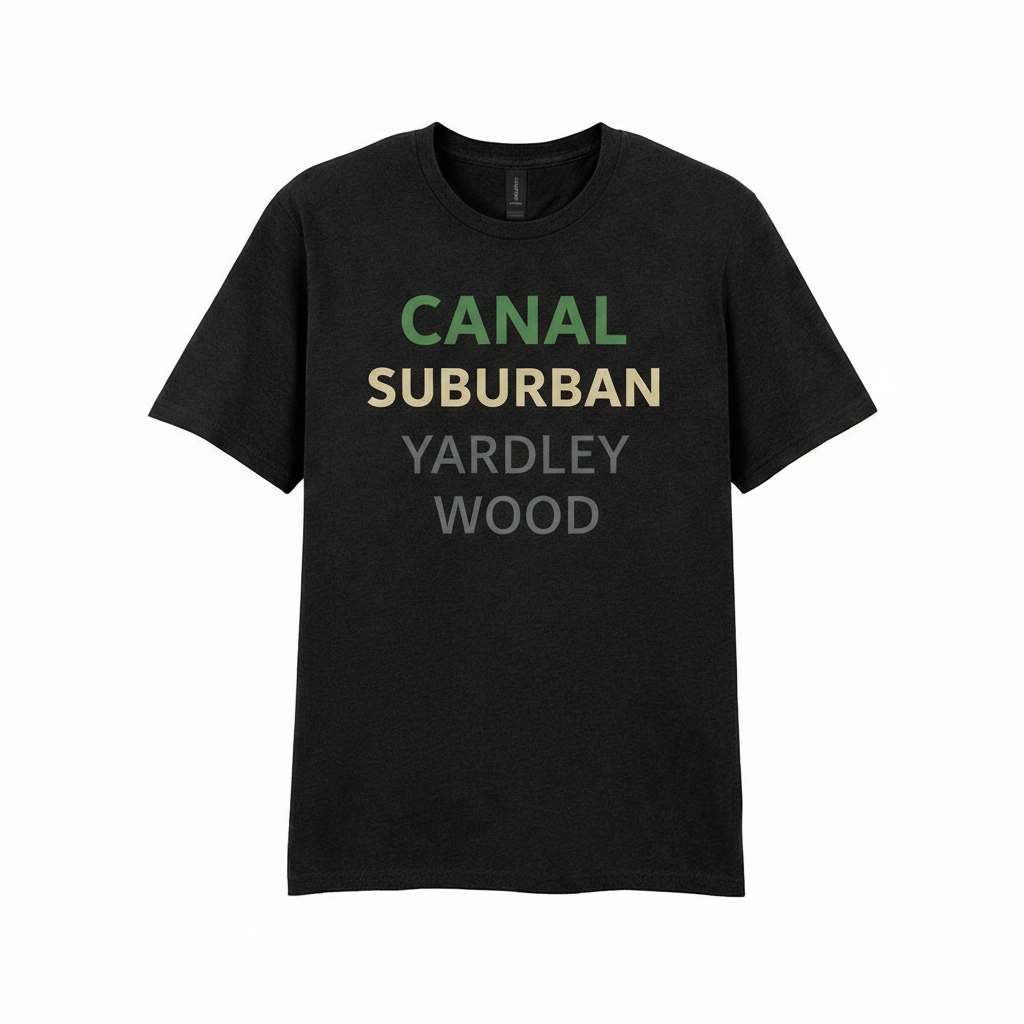 Yardley Wood - T-Shirt - Minimal Type Stack Design