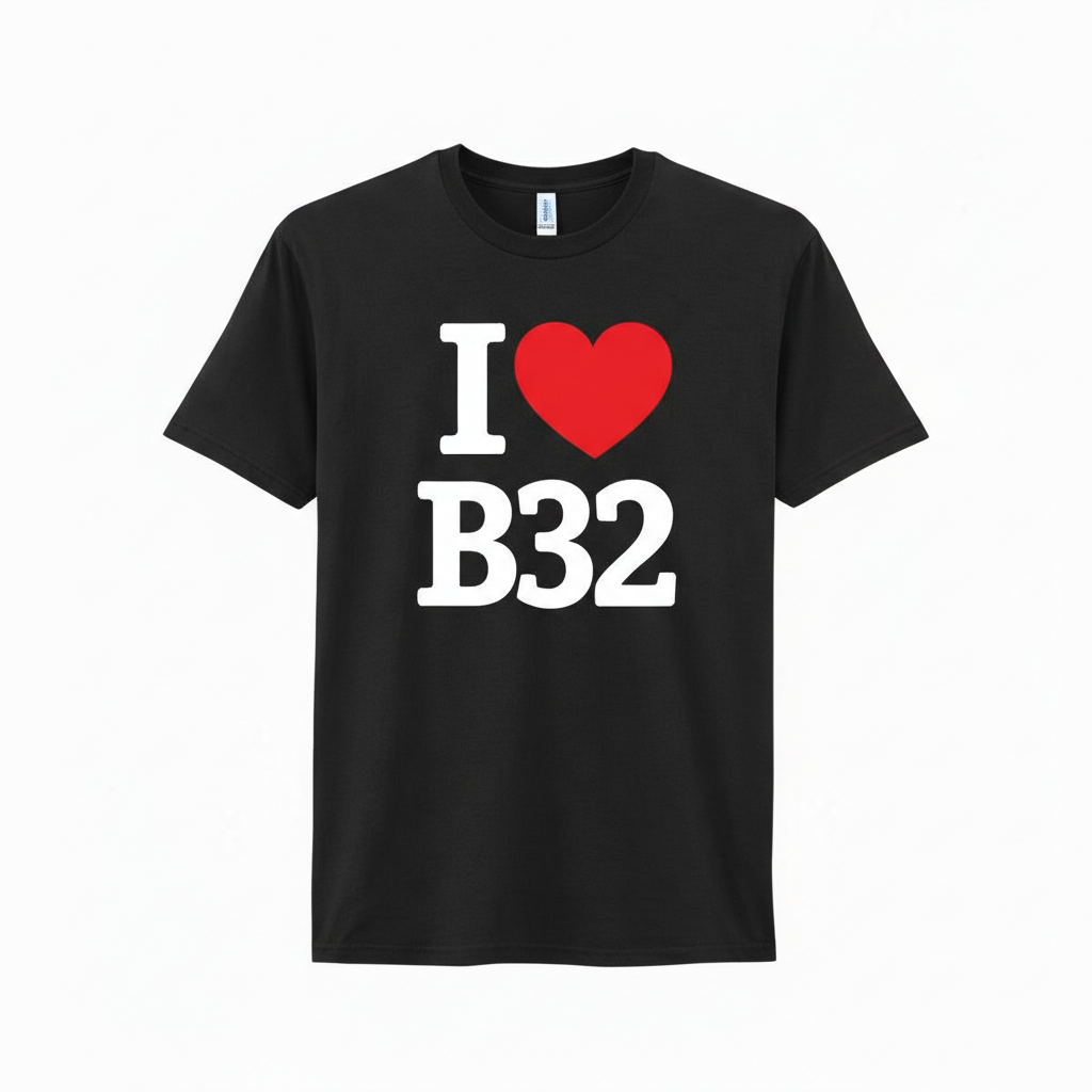 B32 - T-Shirt - I Heart B32 Design - Woodgate | Bartley Green | Quinton | California | Frankley | Frankley Green