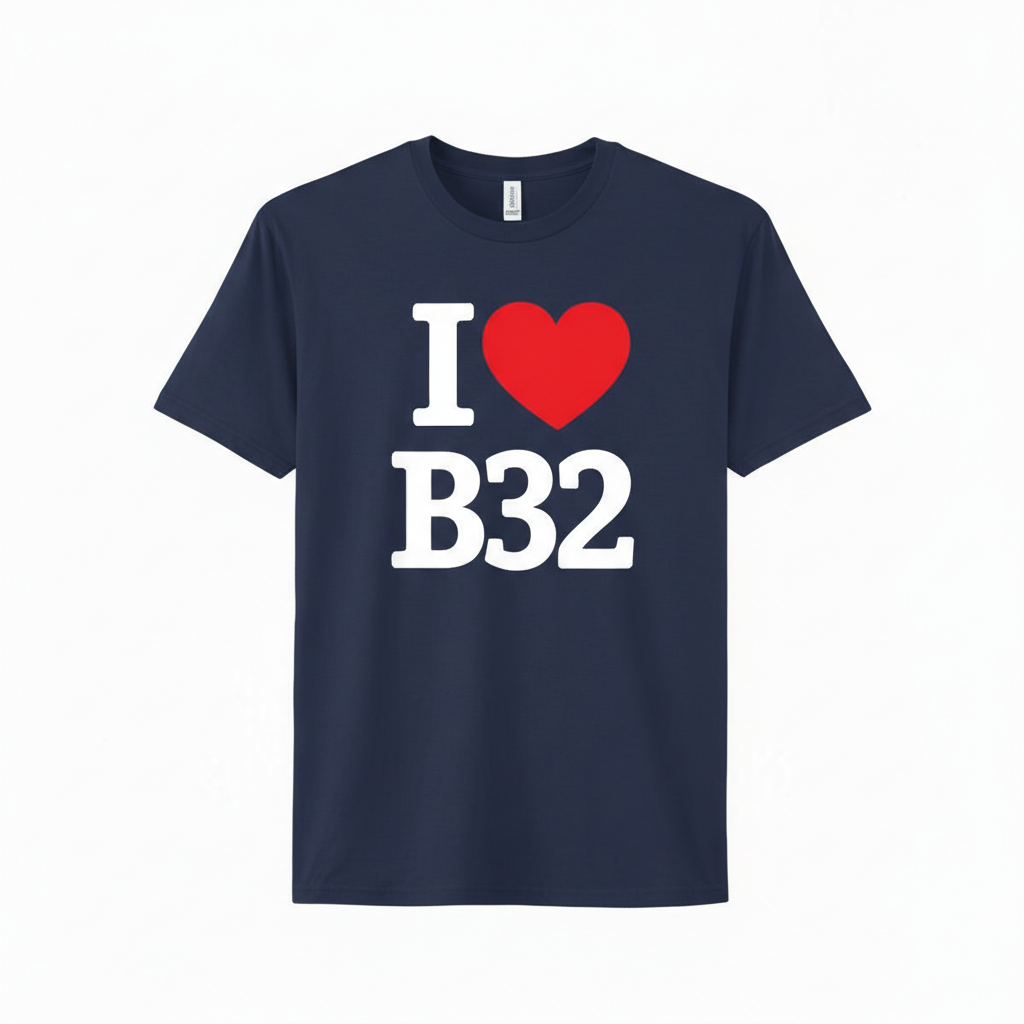 B32 - T-Shirt - I Heart B32 Design - Woodgate | Bartley Green | Quinton | California | Frankley | Frankley Green